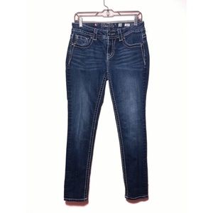 Miss Me Mid Rise Skinny Sequin Cross Jeans size 28